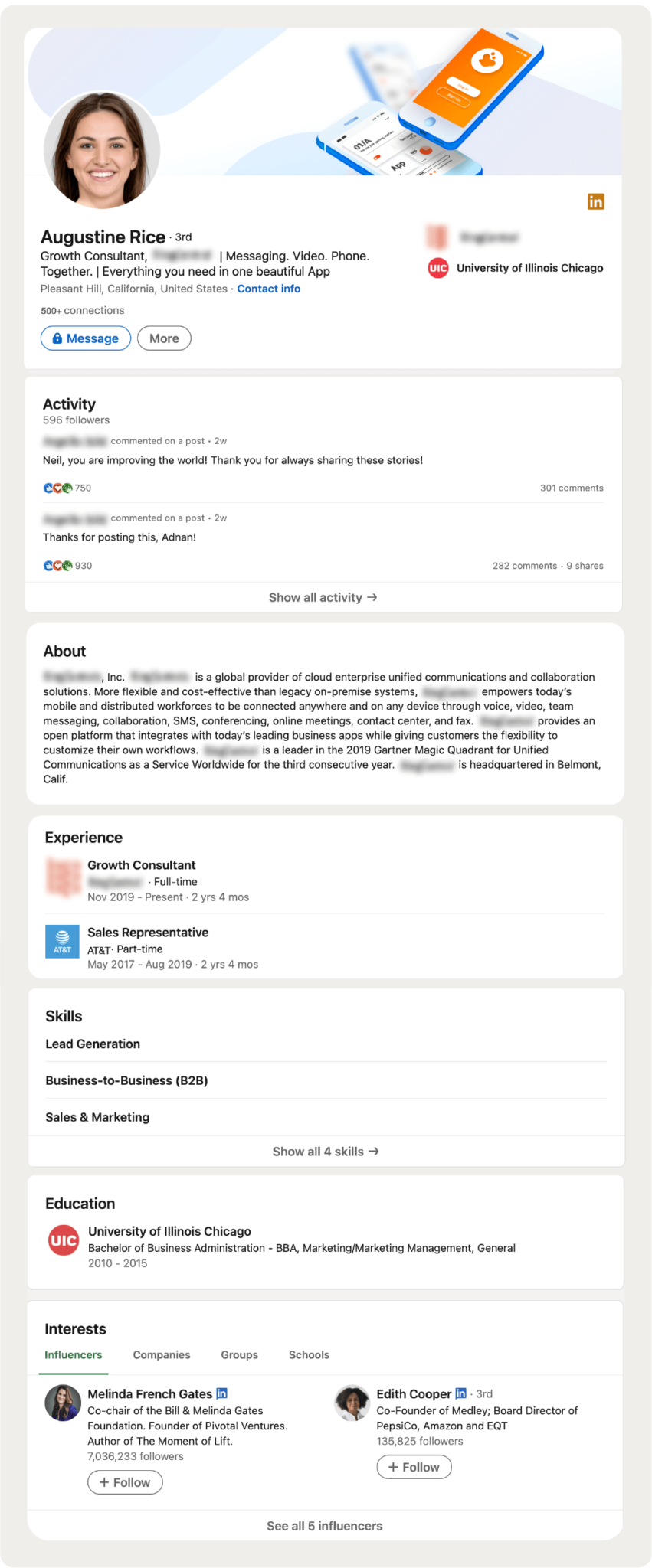 Example of a fully customizable AIA LinkedIn avatar profile